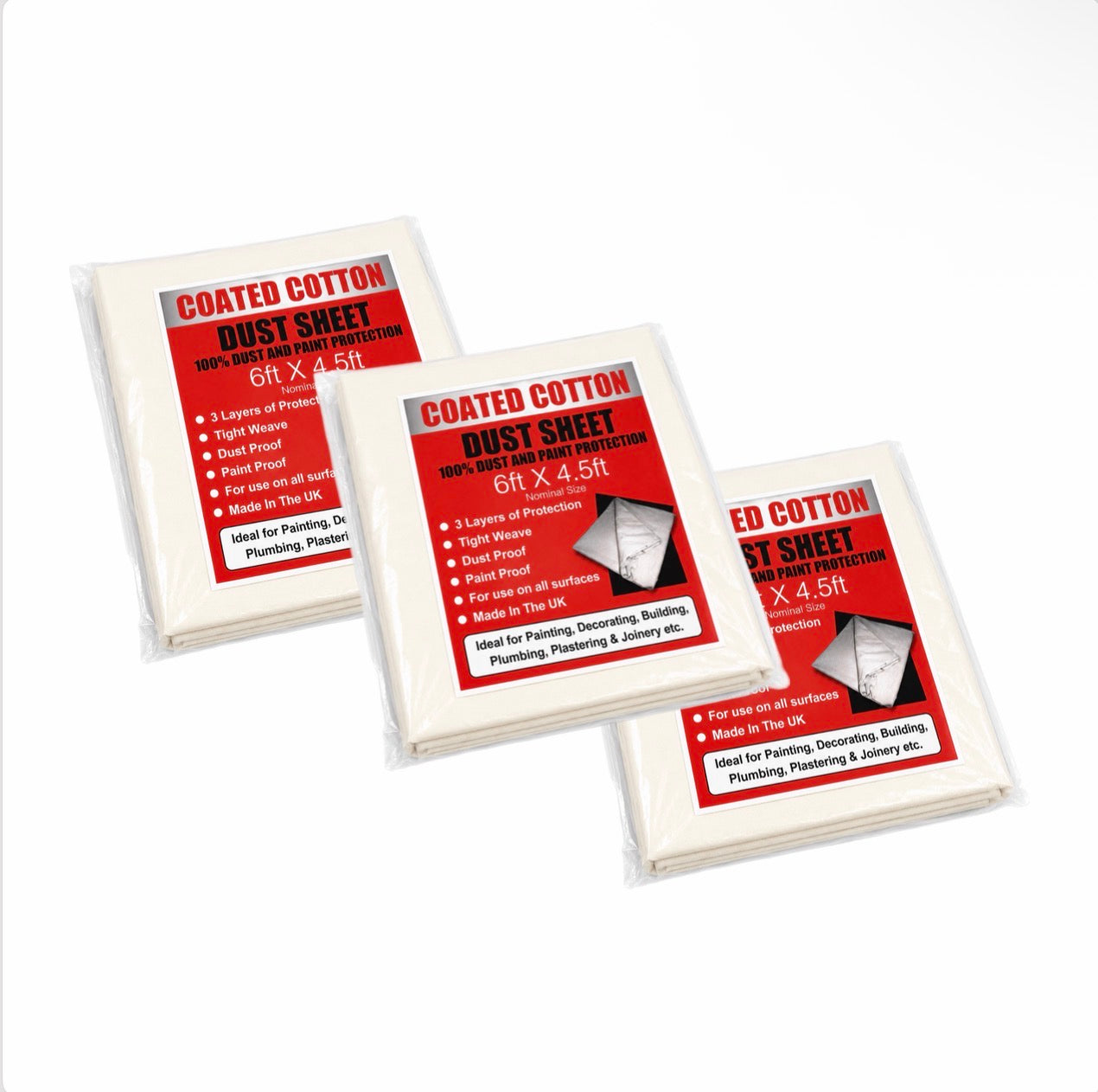 Premium Coated Cotton Dust Sheet Pack