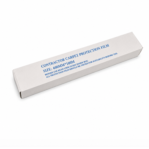 Box of contractor carpet protection film on a white background