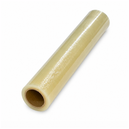 Roll of clear carpet film on a white background
