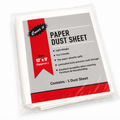 Packaged paper dust sheet with red and gray design on a white background