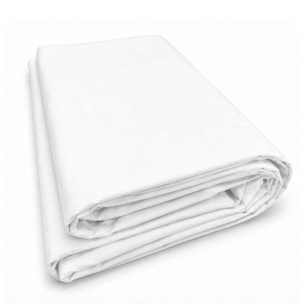 Folded white sheet on a white background
